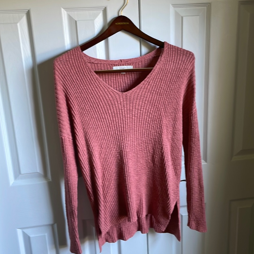 LOFT Coral color ribbed sweater